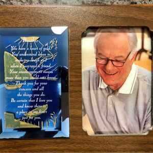 Lifesong “Brother” Wood frame with quote on mirror and 4x6 cutoff for picture.